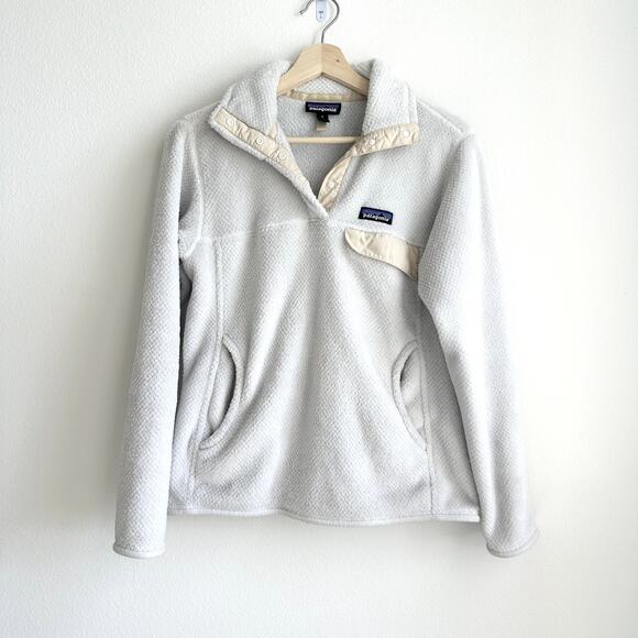 Patagonia Synchilla Snap-T Re-Tool fleece button up collared pullover white S - Picture 2 of 5